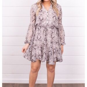 By Together Grey and White Snake Print Mini Dress